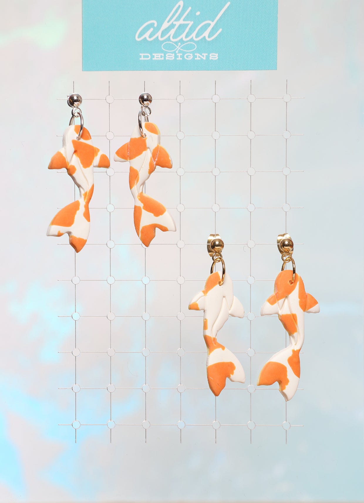 Koi Earrings - Classic Orange + White