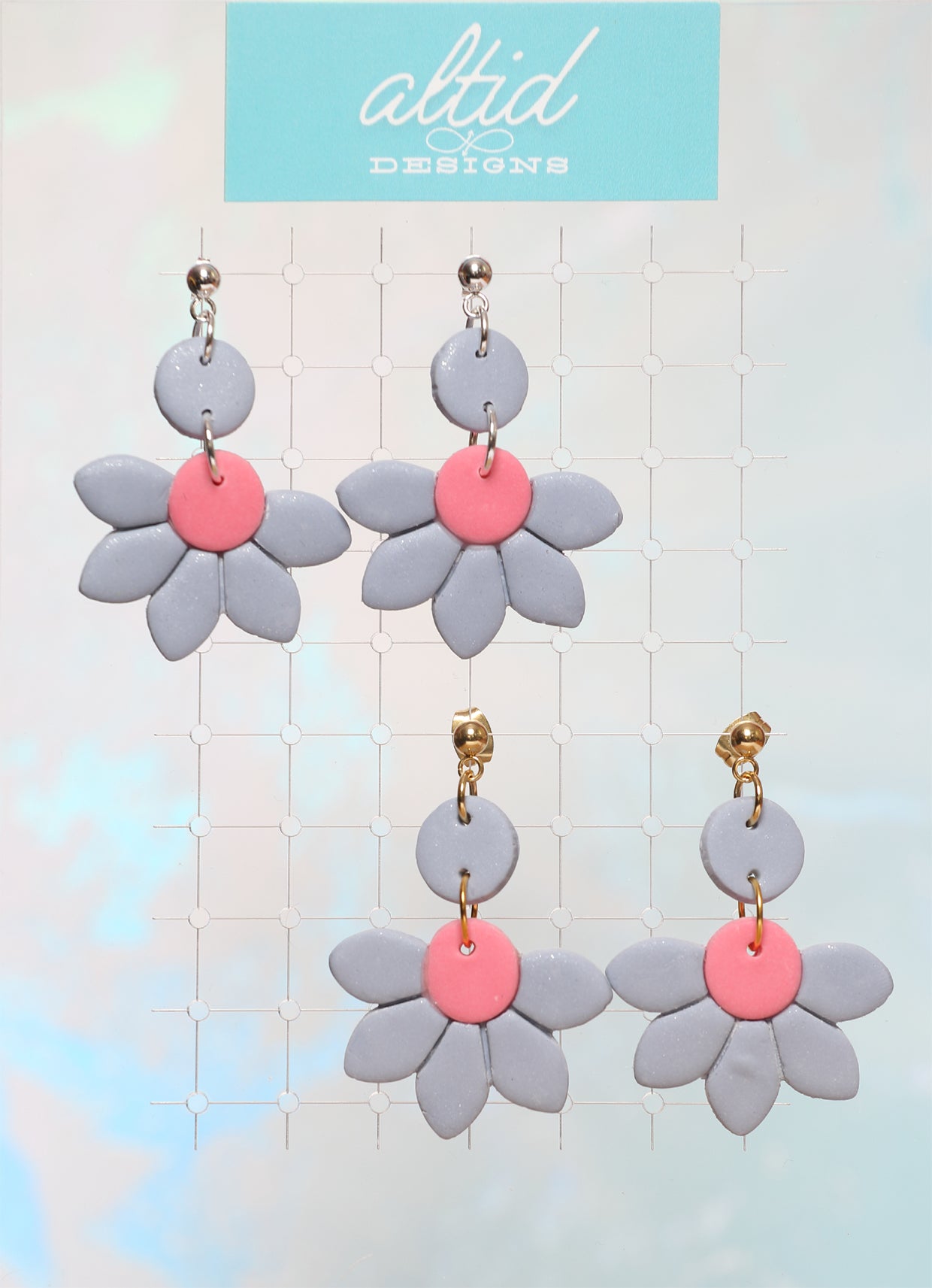Daisy Earrings - Pink + Blue