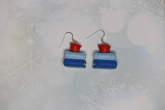 Book Stack Earrings with Roses